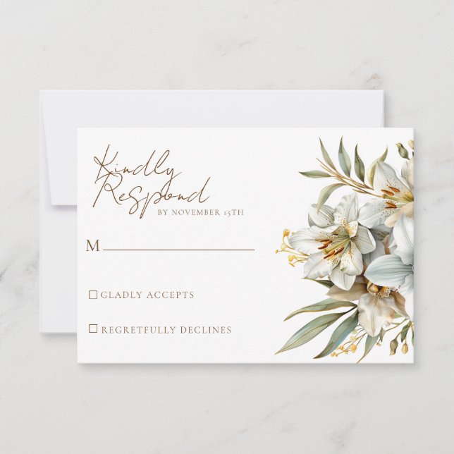 Elegant Boho Fall Floral Wedding RSVP Cards (Front)