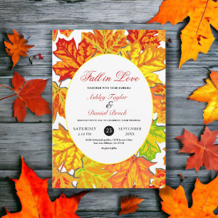 Elegant Boho Fall Leaves Country Floral Wedding Invitation