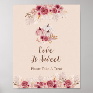 Elegant Boho Fall Love Is Sweet Take A Treat Poster