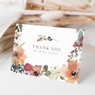 Elegant Boho Fall Wildflower Wedding Thank You
