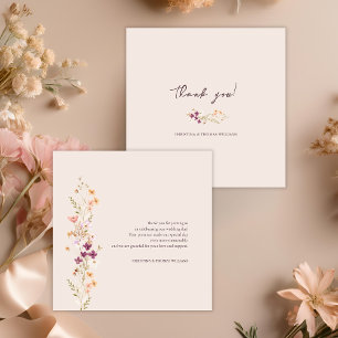 Elegant Boho Fall Wildflower Wedding Thank You Card
