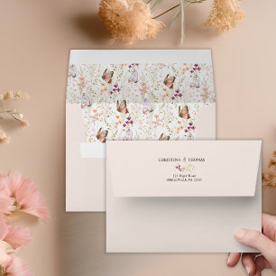 Elegant Boho Fall Wildflowers Wedding Address Envelope