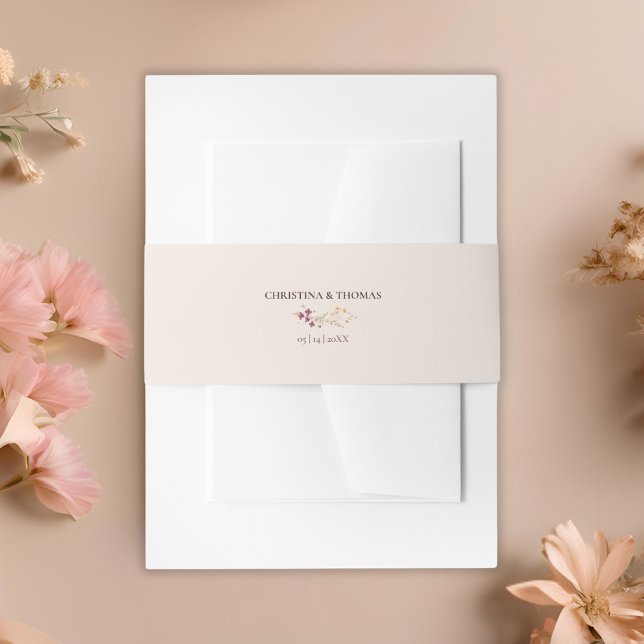 Elegant Boho Fall Wildflowers Wedding Invitation Belly Band (Creator Uploaded)