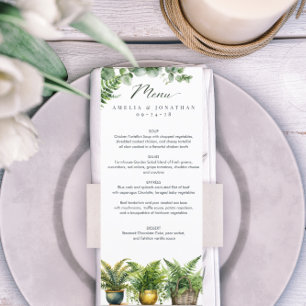 Elegant Boho Fern Eucalyptus Greenery Wedding Menu
