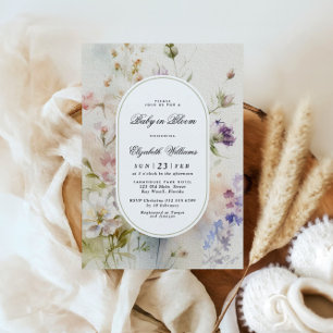 Elegant Boho Floral Baby in Bloom Shower Invitation