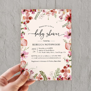 Elegant Boho Floral Baby Shower Invitation