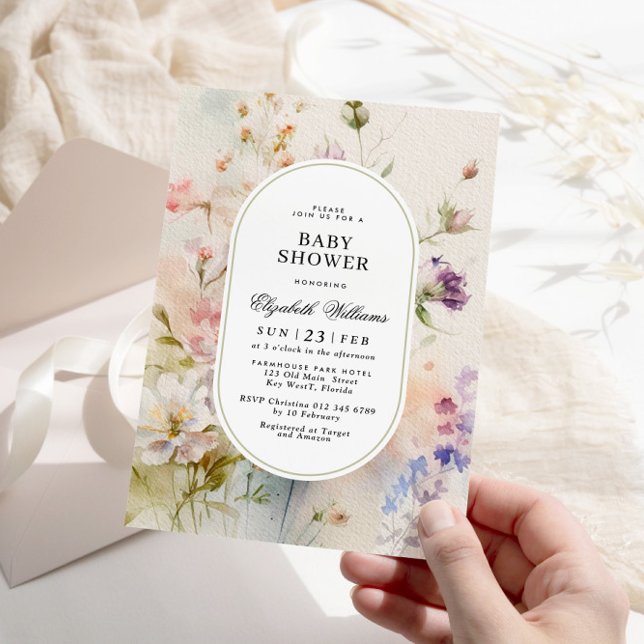 Elegant Boho Floral Baby Shower Invitation (Creator Uploaded)