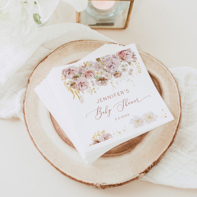 Elegant boho floral baby shower napkins (Creator Uploaded)