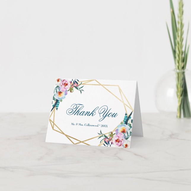 Elegant Boho Floral Bachelorette Weekend Thank You Card (Front)