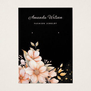 Elegant Boho floral black earring display card 