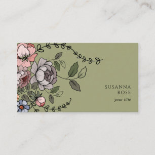 Elegant Boho Floral Botanical Professional Business Card