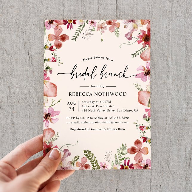 Elegant Boho Floral Bridal Brunch Shower Invitation (Creator Uploaded)