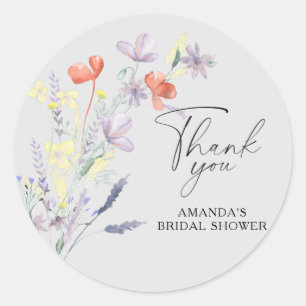 Elegant Boho floral bridal shower Classic Round Sticker