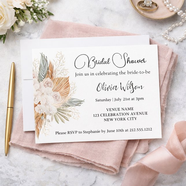  Elegant Boho Floral Bridal Shower Invitation (Creator Uploaded)