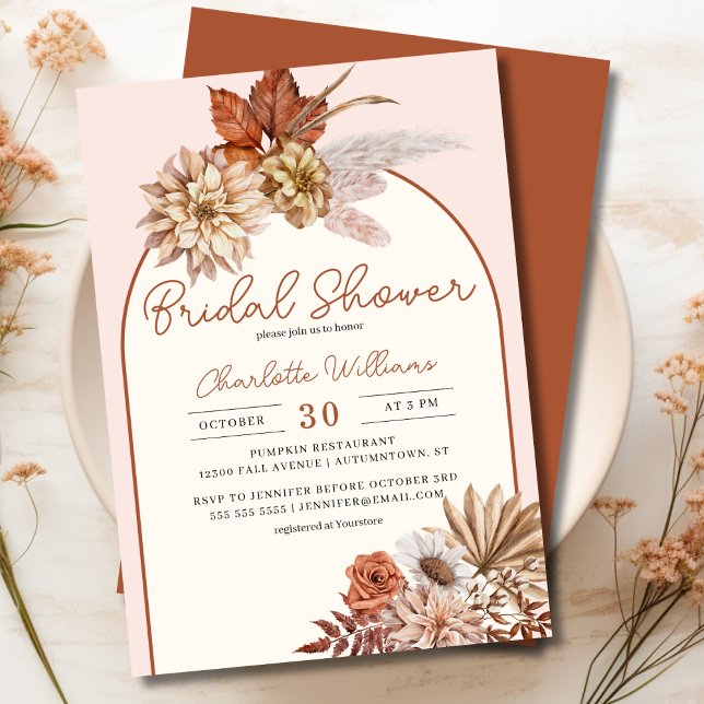Elegant Boho Floral Bridal Shower Invitation (Elegant Boho Floral Bridal Shower Invitation)