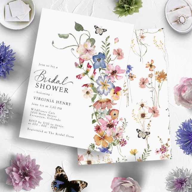 Elegant Boho Floral Bridal Shower Invitation (Colorful Wildflower Elegant Boho Floral Bridal Shower Invitation
)