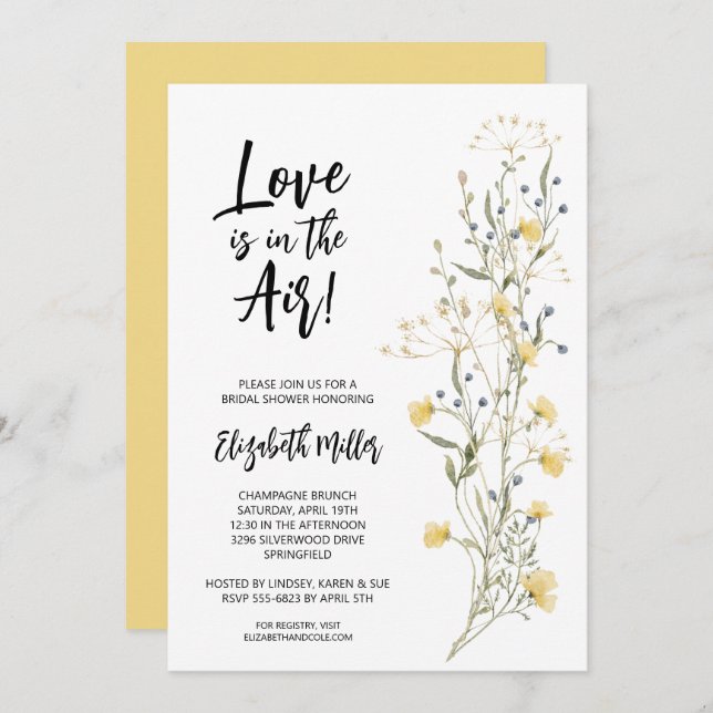 Elegant Boho Floral Bridal Shower Invitation (Front/Back)