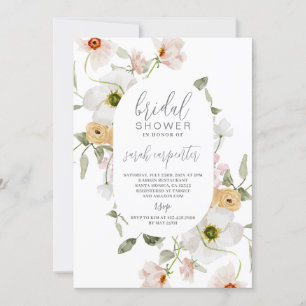 Elegant Boho Floral Bridal Shower Invitation