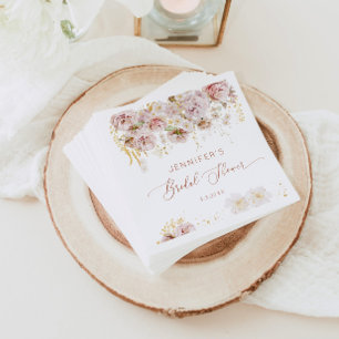 Elegant boho floral bridal shower napkins