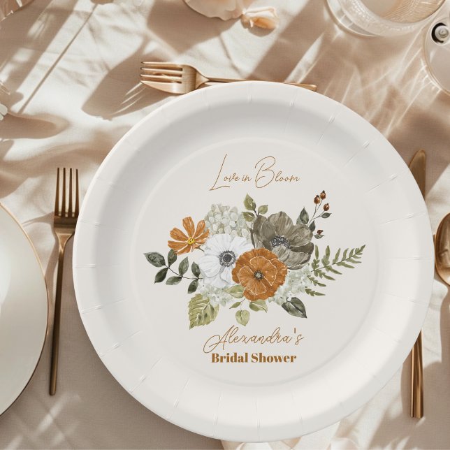 Elegant Boho Floral Bridal Shower Paper Plate (Creator Uploaded)