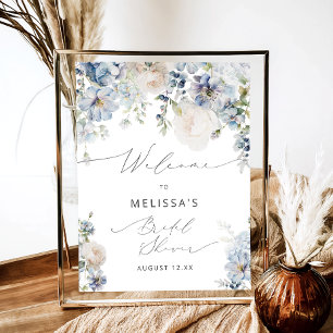 Elegant Boho Floral Bridal Shower Welcome Poster
