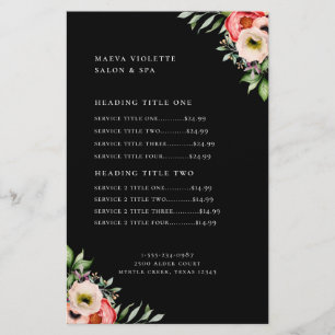 Elegant Boho Floral Business Service/Pricing Flyer