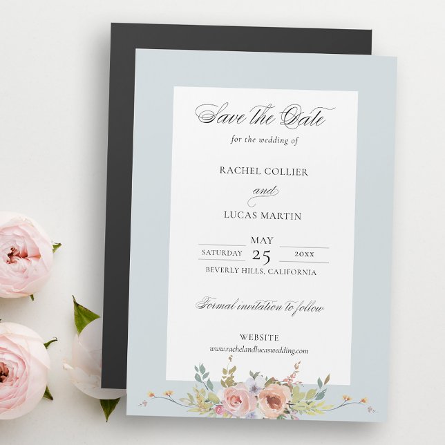 Elegant Boho Floral Calligraphy Save the Date Magnetic Invitation (Creator Uploaded)