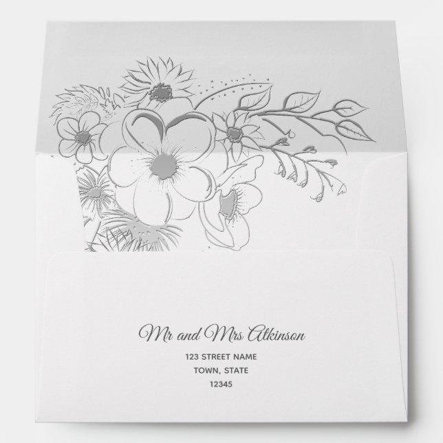 Elegant Boho Floral Chic Wedding Envelope (Back (Bottom))