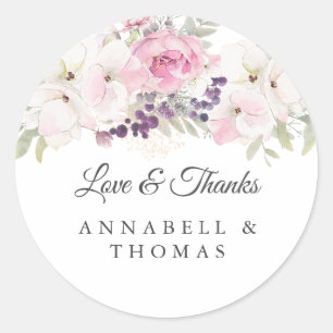 Elegant Boho Floral Classic Round Sticker