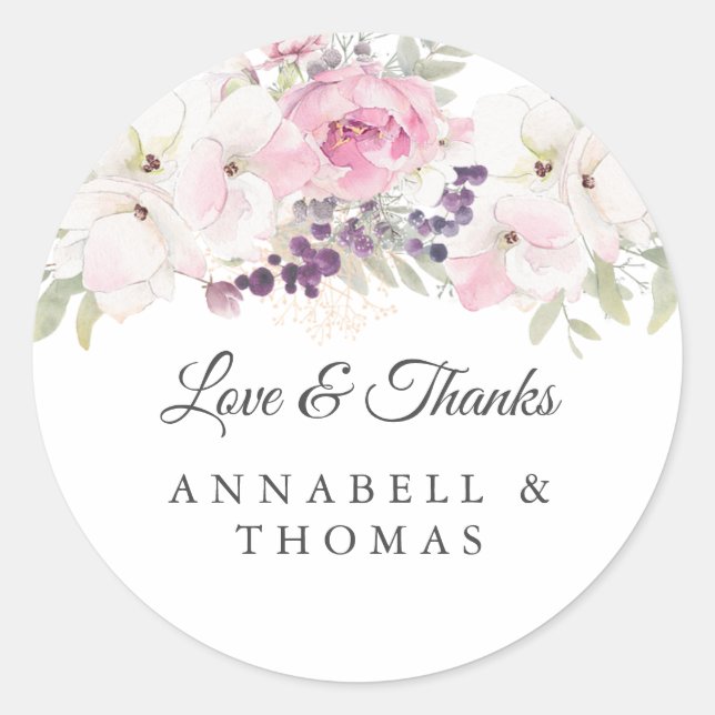 Elegant Boho Floral Classic Round Sticker (Front)
