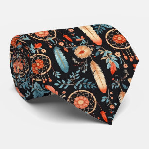 Elegant Boho floral dream catcher tiled Tie