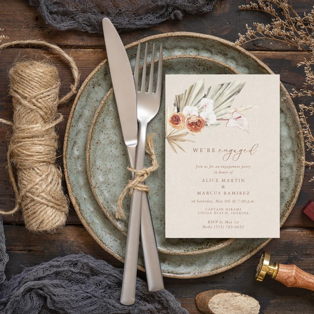 Elegant Boho Floral Engagement Party Invitation (Creator Uploaded)