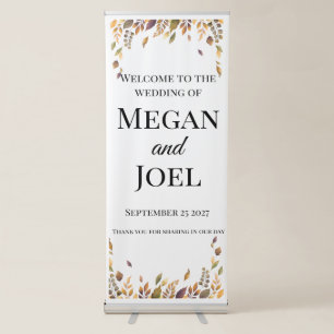Elegant Boho Floral Fall Wedding Banner Custom