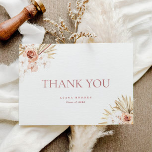 Elegant Boho Floral Folded Graduation Thank You Card