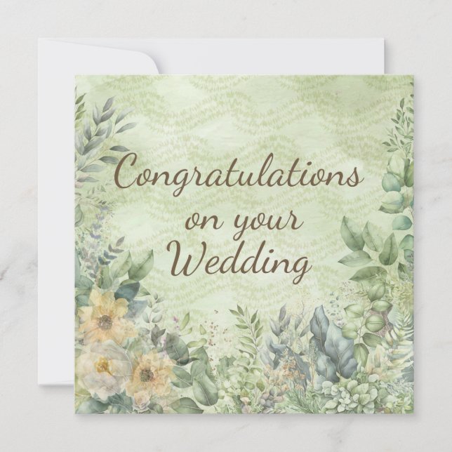 Elegant Boho Floral Greenery Wedding Card (Front)