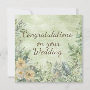 Elegant Boho Floral Greenery Wedding Card