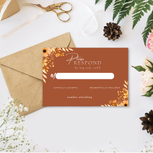 Elegant boho Floral Hand-Drawn  Wedding RSVP Card