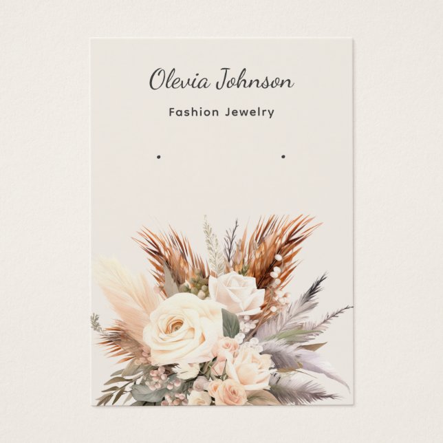 Elegant Boho floral jewellery earring display card (Front)