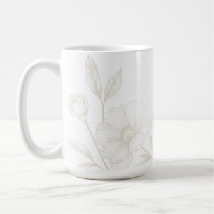 Elegant Boho Floral Line Art Frame Background Coffee Mug