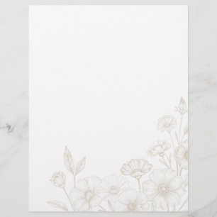 Elegant Boho Floral Line Art Frame Background Custom Letterhead