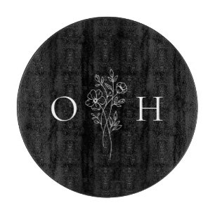 Elegant Boho Floral Monogram Cutting Board
