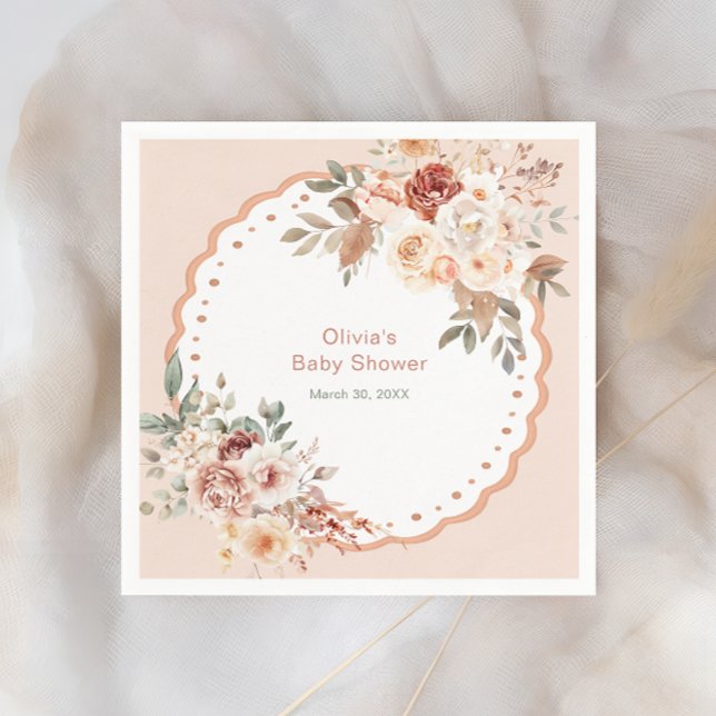Elegant Boho Floral Neutral Baby Shower Napkins (Creator Uploaded)