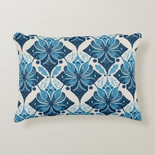 Elegant Boho Floral Pattern in Blue Decorative Cushion