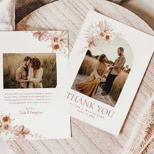 Elegant Boho Floral   Photo Thank You Card