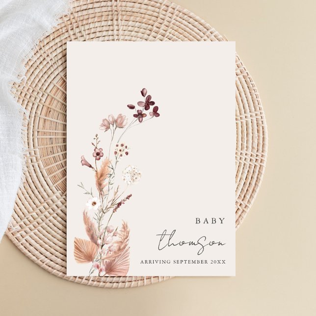 Elegant Boho Floral Pregnancy Announcement (Creator Uploaded)