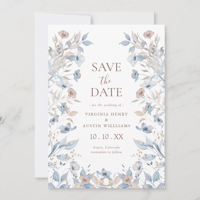 Elegant Boho Floral Save The Date (Front)