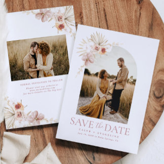 Elegant Boho Floral Save the Date Invitation
