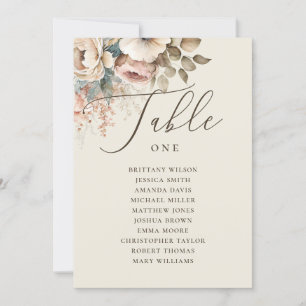 Elegant boho floral script wedding seating chart invitation
