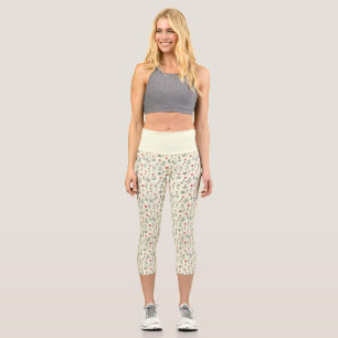 Elegant Boho Floral – Simple Wildflower Pattern Capri Leggings