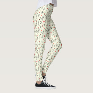 Elegant Boho Floral  – Simple Wildflower Pattern Leggings